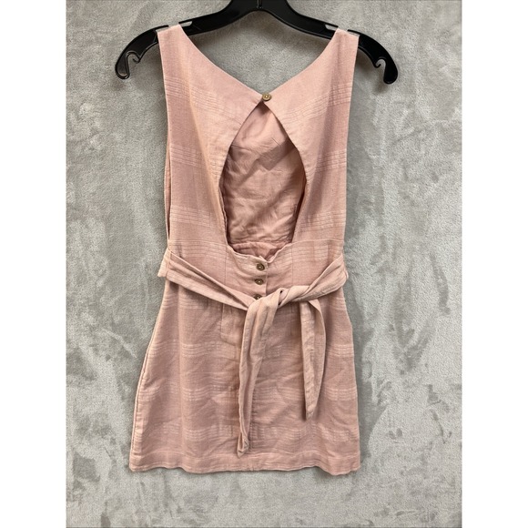 Free People Dress Women's S Pink Coquette Sheath Mini Open Back Lined Cotton NWT - Picture 4 of 10
